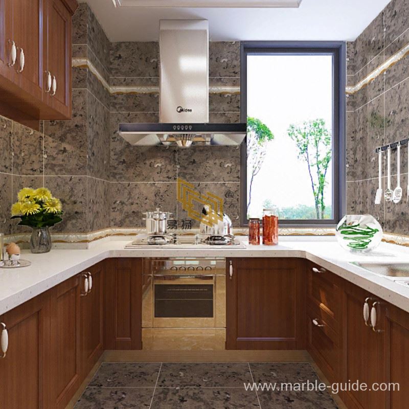 Chinese ink painting marble kitchen
