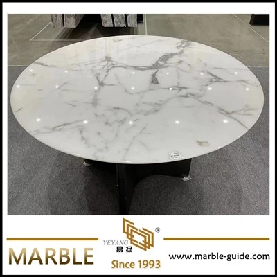 Table basse ronde en marbre blanc