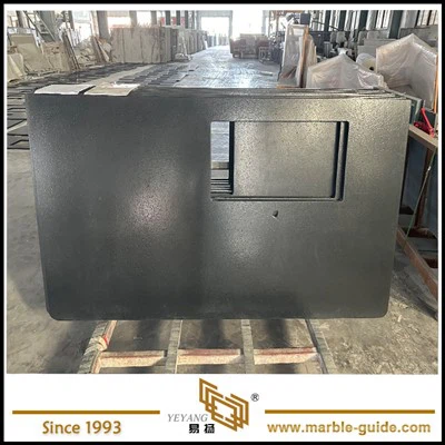 Comptoir en granit en cuir noir