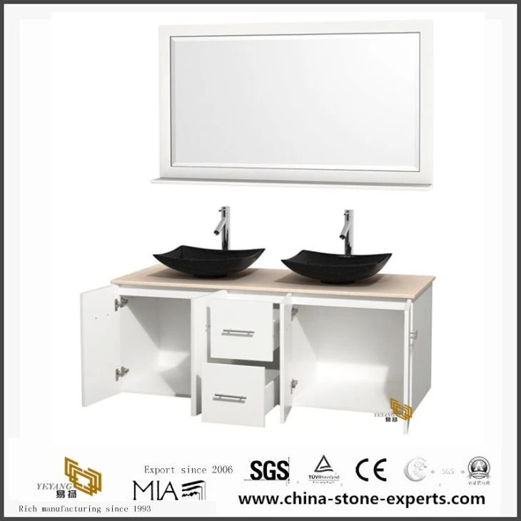 Préfabriquer Quartz vanité de salle de bain avec Double lavabo