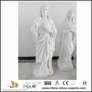 Discount bricolage religieux Vierge Marie tenant Jésus marbre Statue en pierre