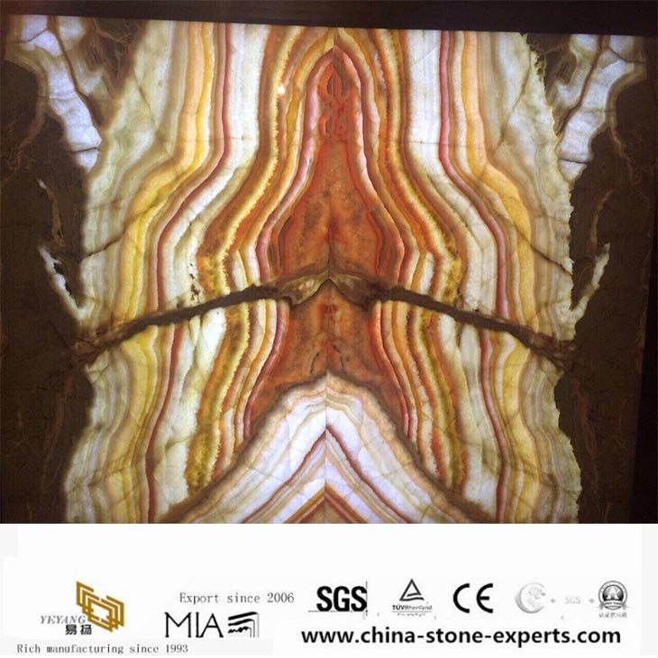 Plaques d'onyx en alliage d'arc en or orange brillant de haute qualité