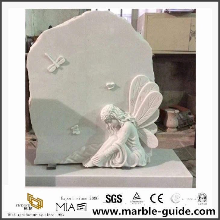 Monument en marbre blanc de style européen avec ange sculpté