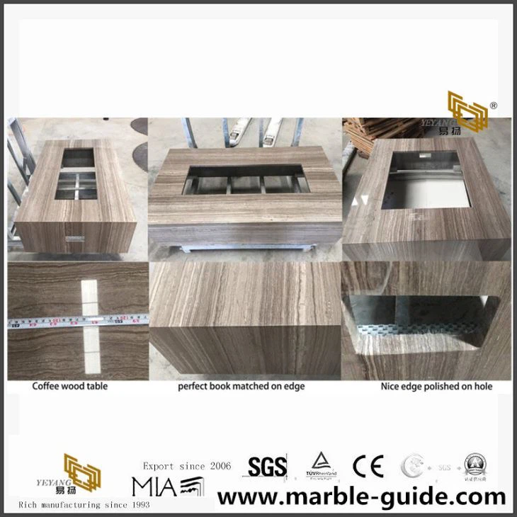 Coffee Wood Marble For Bathroom Vanity Top