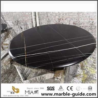 Dessus de table à manger en marbre noir