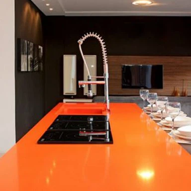 Plans de travail en quartz orange foncé